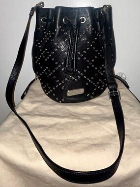 Marc by Marc Jacobs Black Leather Studded Bucket Shoulder Bag. EUC